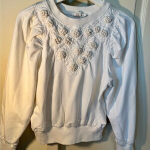 Anthropologie Cream Textured Knit Top